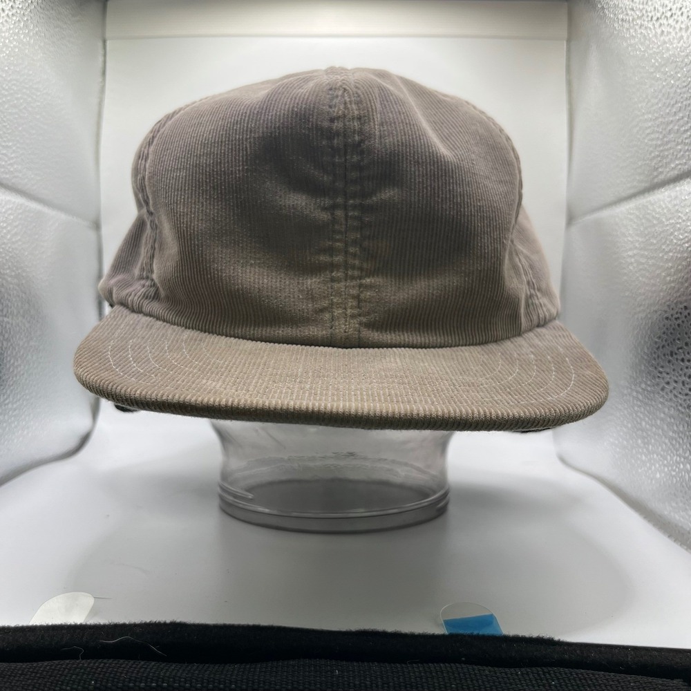 Vintage 50s 60s Corduroy Ear Flap Hat Mens OSFM Tan Brown Winter Trapper Cap